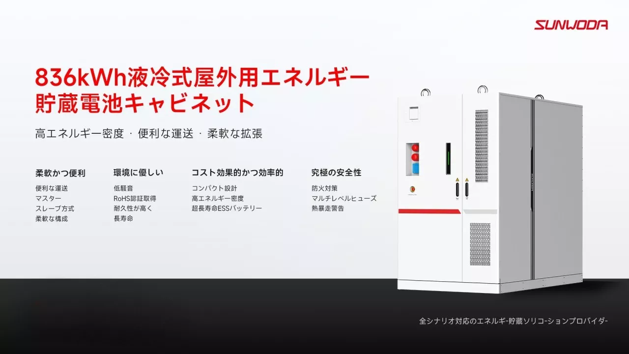 Sunwoda、SMART ENERGY WEEK 2025で日本向け836kWh液冷型ESSと全セルポートフォリオを初公開